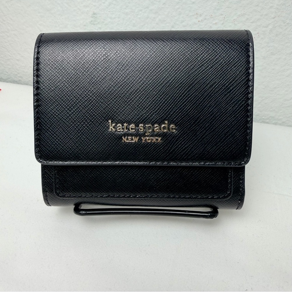 Kate Spade Black Leather Wallet with Gold Accents